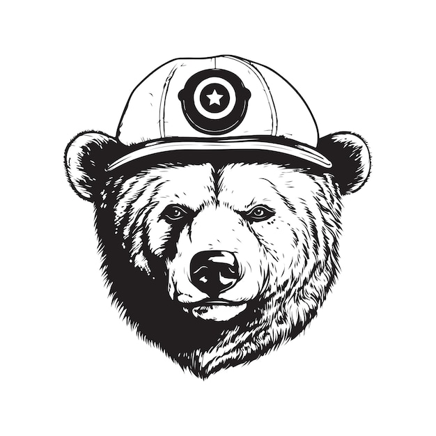 Draag hoed vintage logo concept zwart-witte kleur hand getekende illustratie