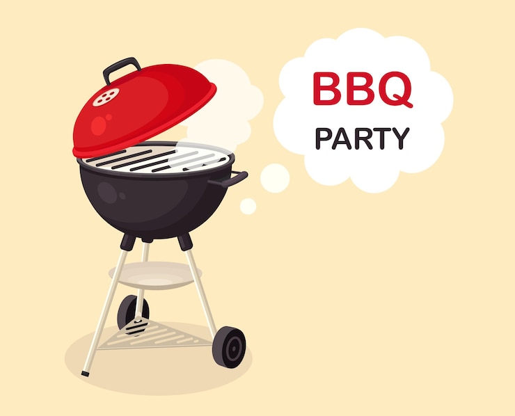 Vector draagbare ronde barbecue. bbq-apparaat voor picknick, familiefeest. barbecue pictogram. cookout evenement concept