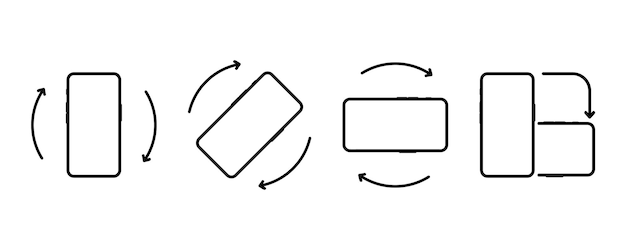 Draai mobiele telefoon. Apparaat rotatie symbool. Draai je apparaat. Draai smartphone, pictogrammenset vectorillustratie voor website of mobiele app