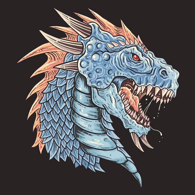 Draak hoofd detail vector