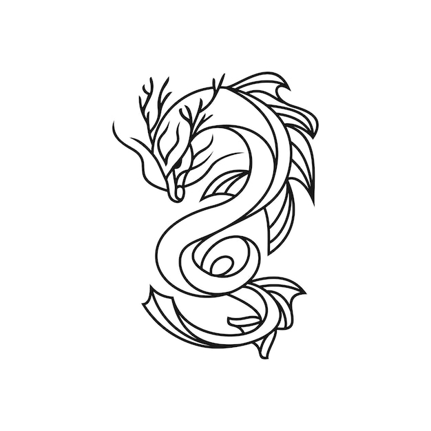draak lijn logo, Chinese kalligrafie van Dragon pictogram vectorillustratie