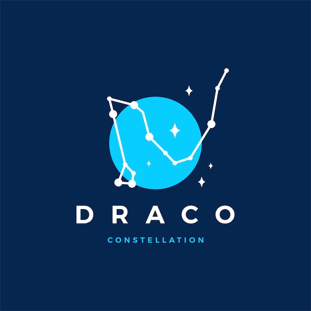 Draco Star Constellation The Dragon Logo Vector Icon Illustration