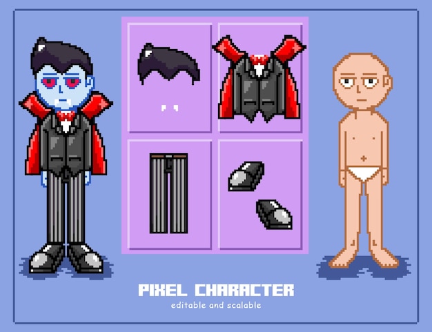 Dracula attribute pixel art vector