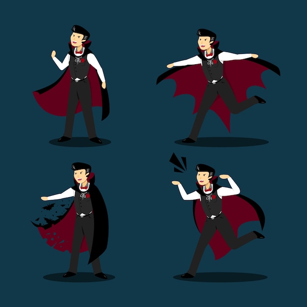 Personaggio di dracula in design piatto