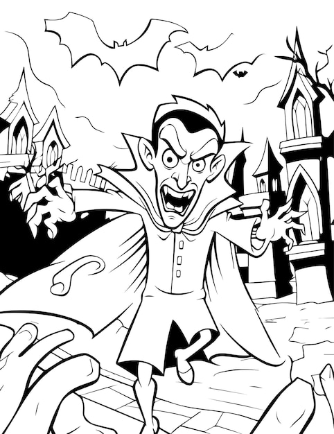 Vector dracula coloring pages for kids