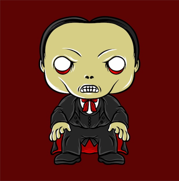 Vector dracula cute isolated on red