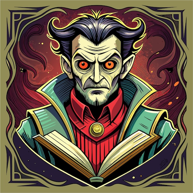 Dracula frankenstein zombie monster vampiric hand drawn cartoon character sticker icon concept