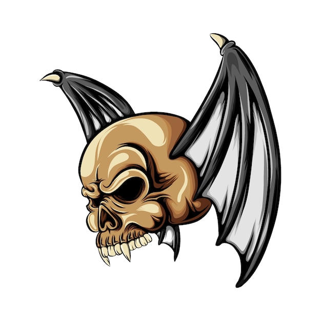 Dracula head skull with the two bat's wing with the little horn