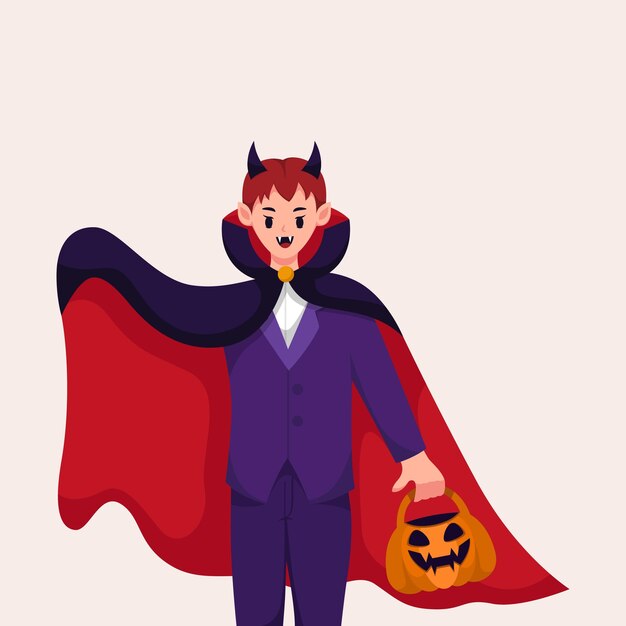 Dracula met pompoenkarakter Illustratie