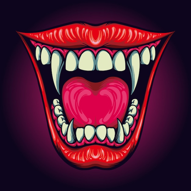 Dracula Sexy Lips Vampire Halloween Vector illustrations for your work Logo, mascot merchandise t-shirt, stickers and Label designs, poster, greeting cards advertising business company or brands.