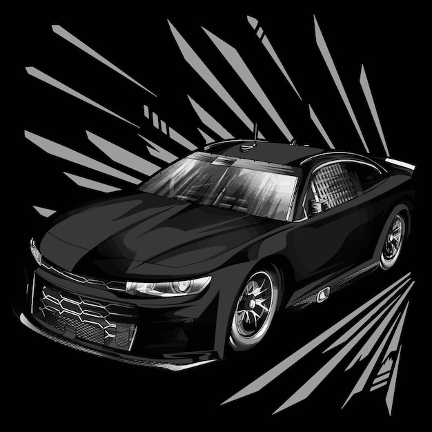 Vector drag race illustratie geïsoleerd op zwarte achtergrond voor poster tshirt grafisch ontwerp business el