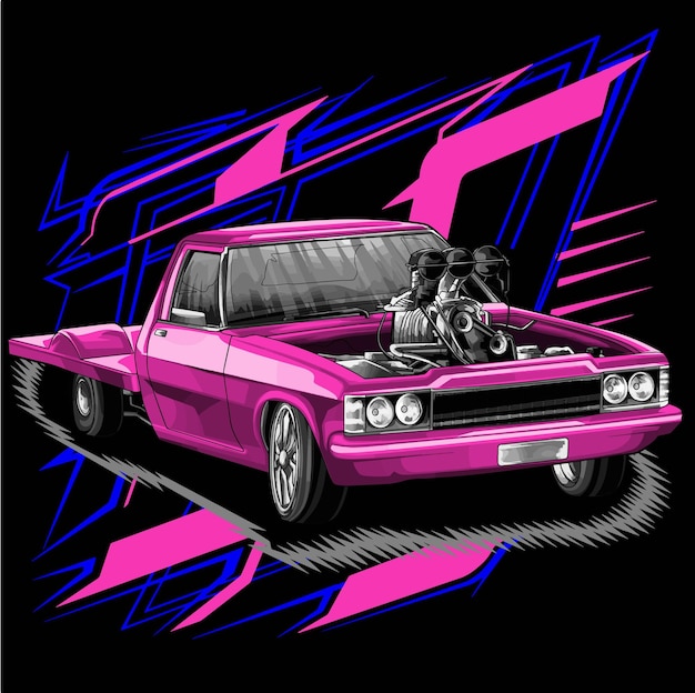 Vector drag race illustration isolated in black background for poster tshirt graphic design business el