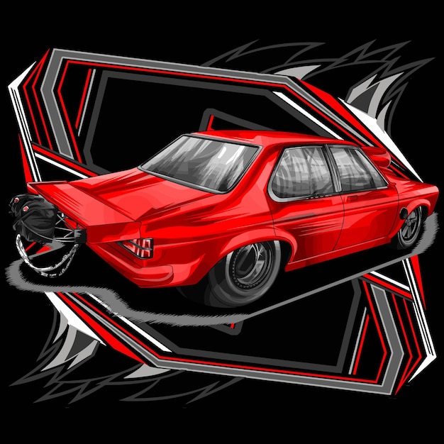 Vector drag race illustration isolated in black background for poster tshirt graphic design business el