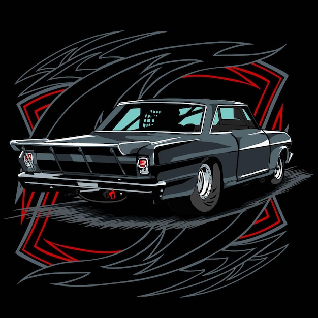 drag race isolated on black background for poster, t-shirt print, business element, social media