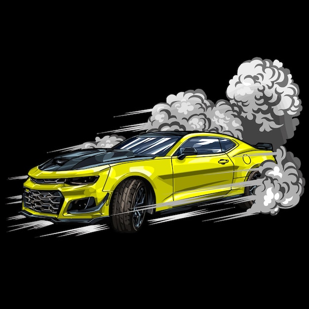 drag racing car on black background for poster, t-shirt print, business element, social media.