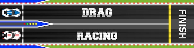 Drag Racing Track Top View Vector Illustration