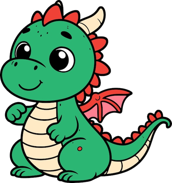 Vector dragon 2d cartoon character clipart