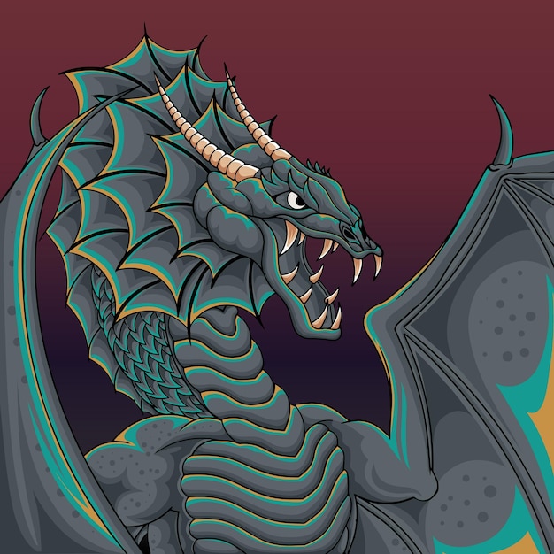 Vector dragon aanvallende monteur perfect voor esport-logo