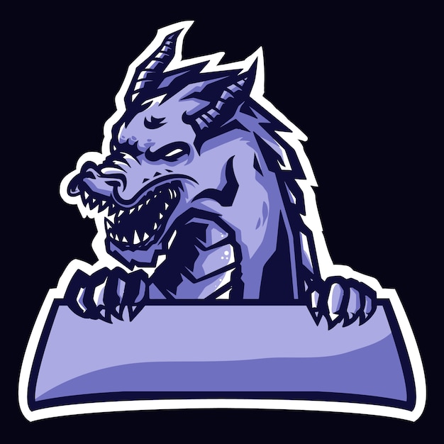 dragon and banner logo mascot