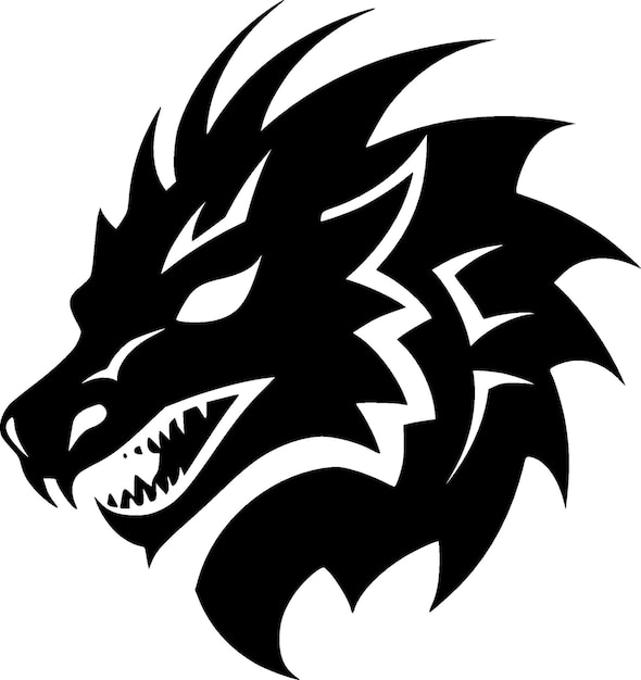 Черно-белый изолированный иконный векторный иллюстрация дракона