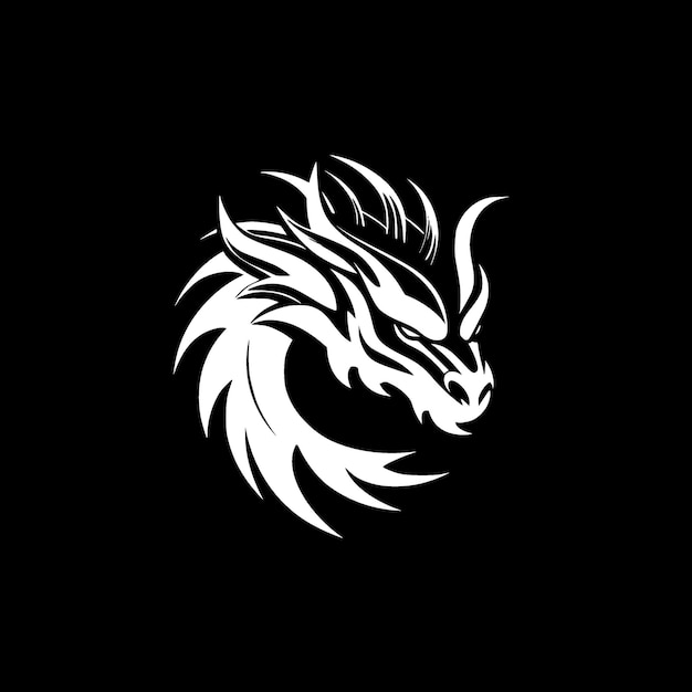 Dragon Black and White Isolated Icon Vector illustration