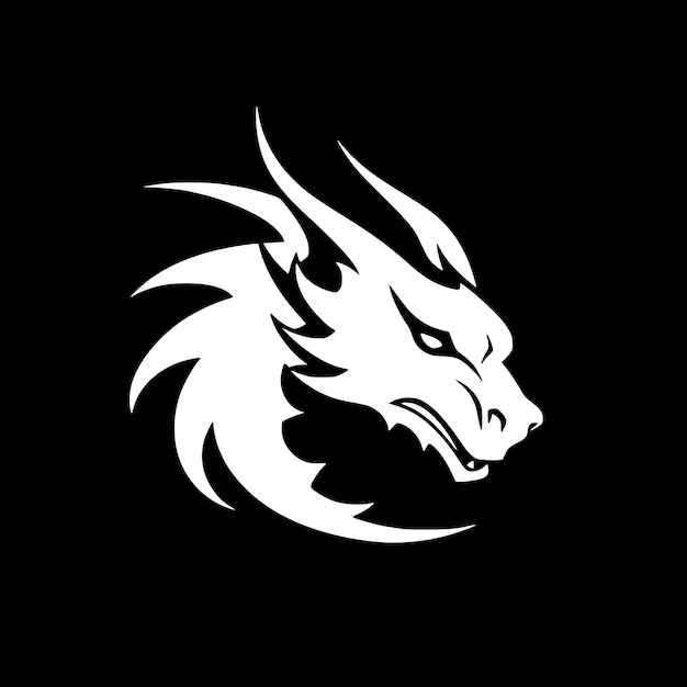 Vector dragon black and white isolated icon vector illustration