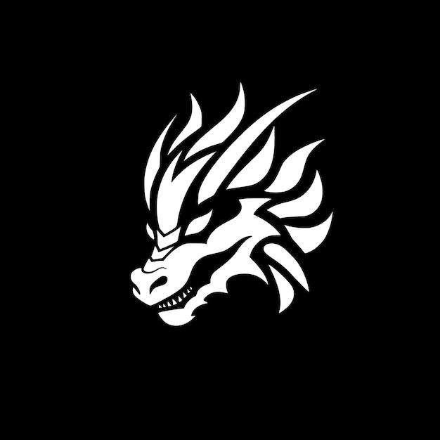 Vector dragon black and white vector illustration