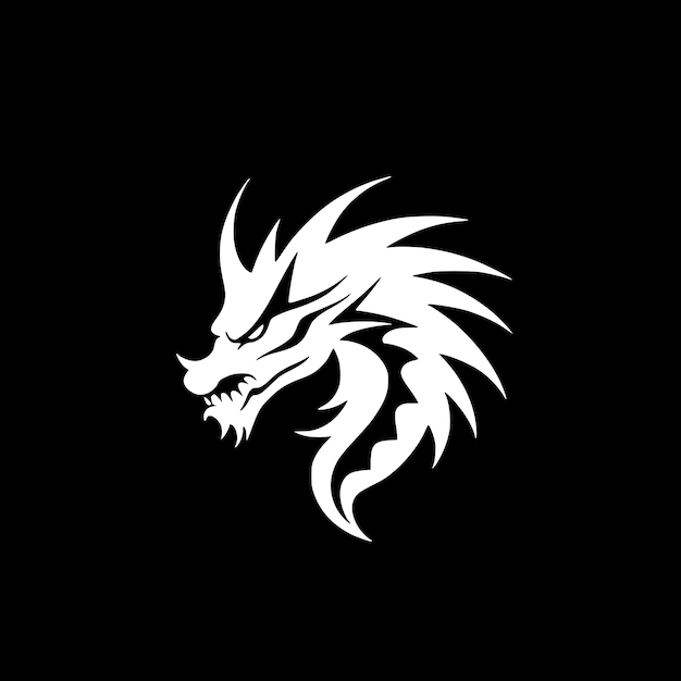 Dragon Black and White Vector illustration