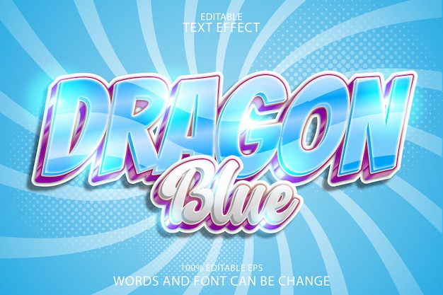 dragon blue editable text effect emboss modern style