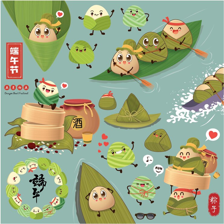 Dragon boat festival illustrationcaption Dragon Boat festival 5th day of may dumplings