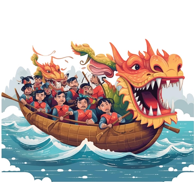 Вектор Векторная иллюстрация фестиваля лодок-драконов