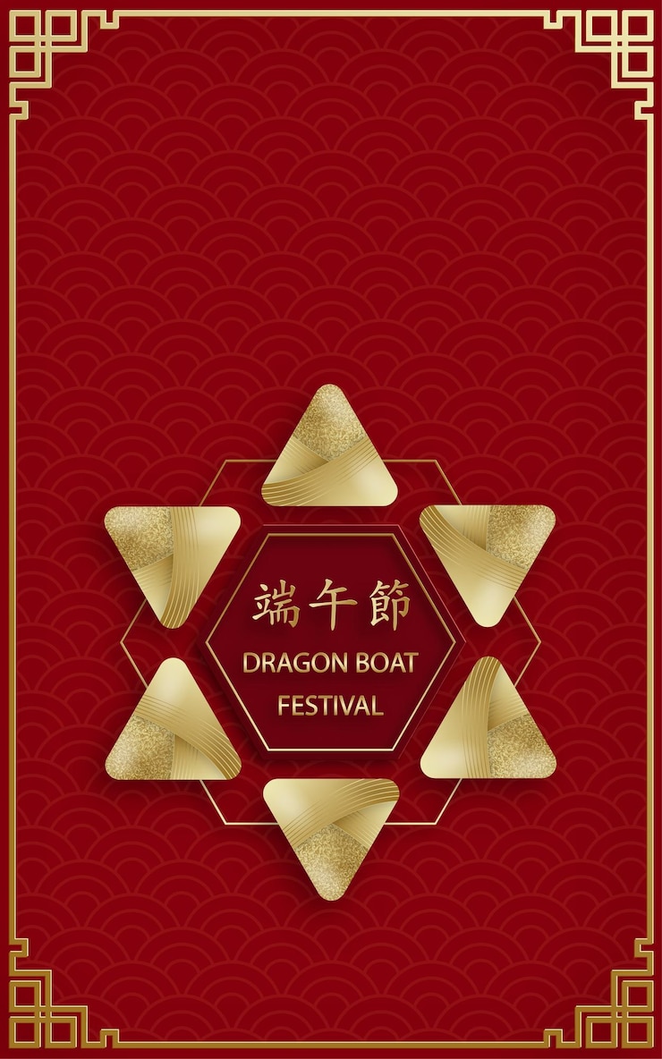Vector dragon boat festival with asian elements