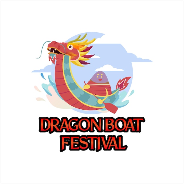 Vector a dragon boat is on the water and has a dragon on it