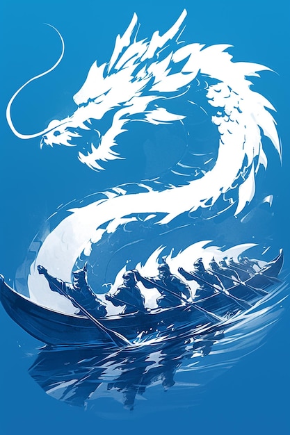 Vector dragon boat paddlers in action illustrations