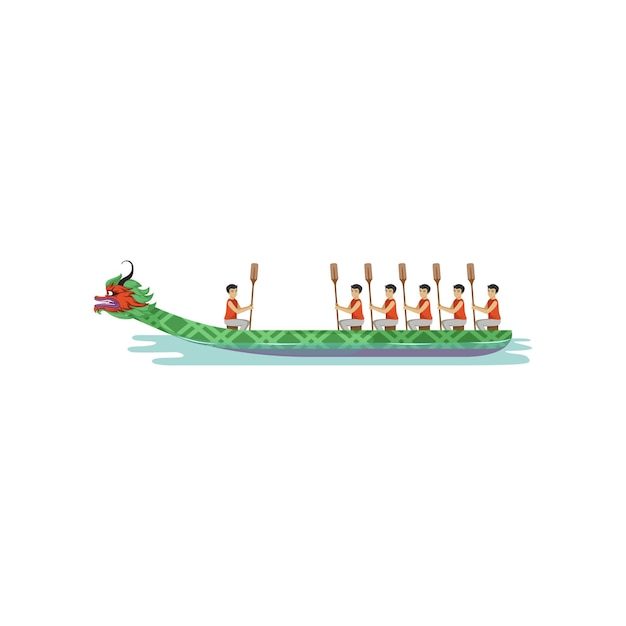 Dragon boat team di canottaggio in competizione nel tradizionale dragon boat festival illustrazione vettoriale