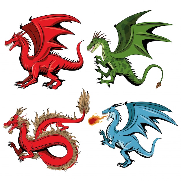 Vector dragon cartoon icon. chinese asian fantasy and animal