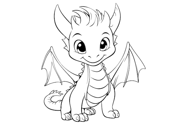 Vector dragon character for coloring page creative coloring experiences with dragon pages