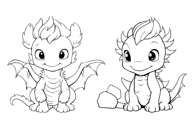 Vector dragon character for coloring page creative coloring experiences with dragon pages