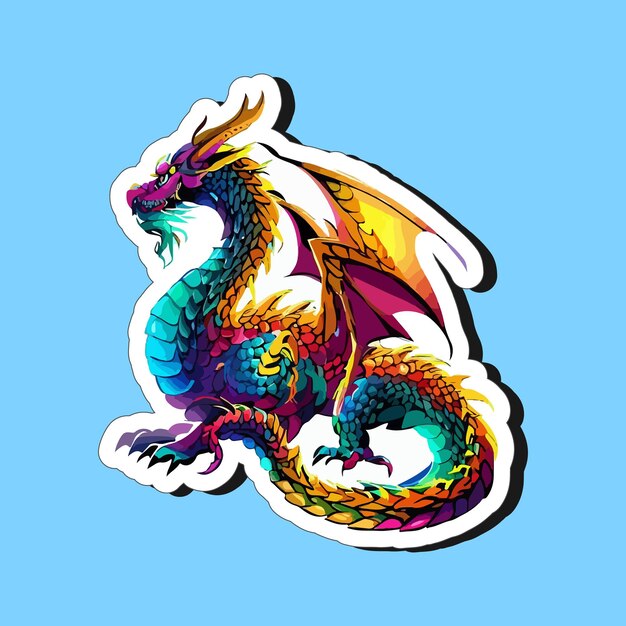 Dragon character stylized mascot cartoon modern sticker for printing