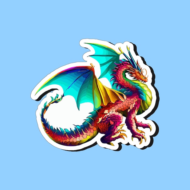 Vector dragon character stylized mascot cartoon modern sticker for printing