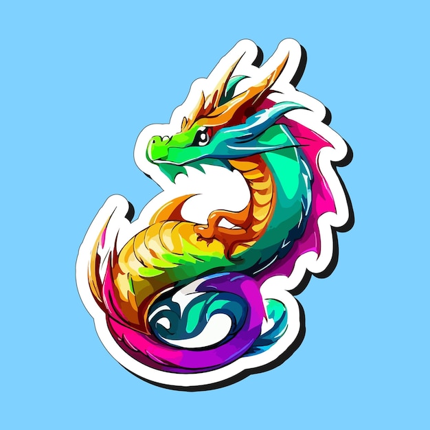 Dragon character stylized mascot cartoon modern sticker for printing