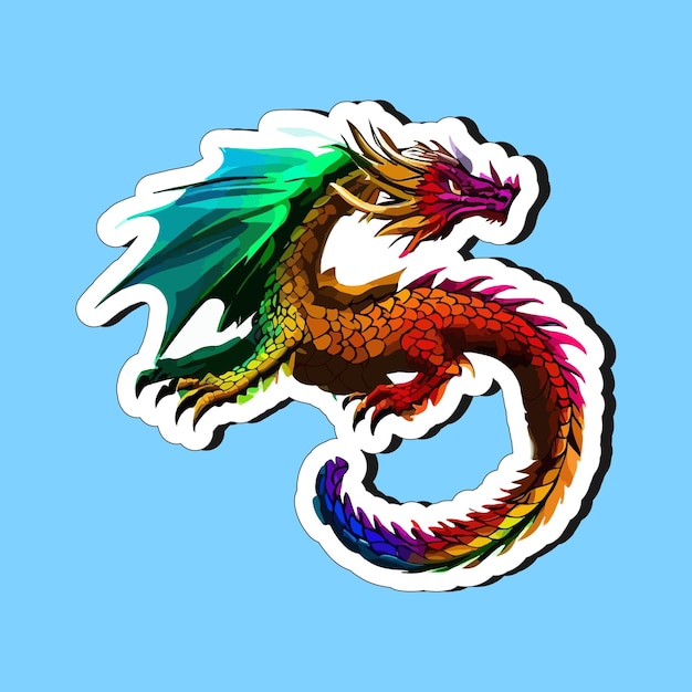 Dragon character stylized mascot cartoon modern sticker for printing