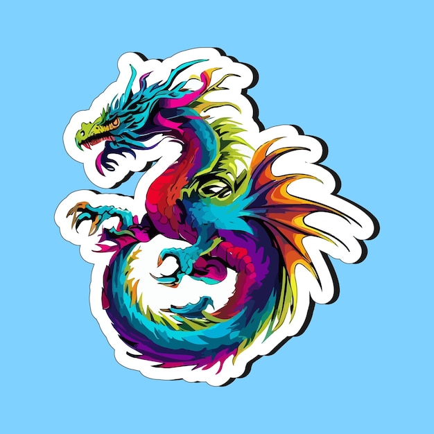 Dragon character stylized mascot cartoon modern sticker for printing