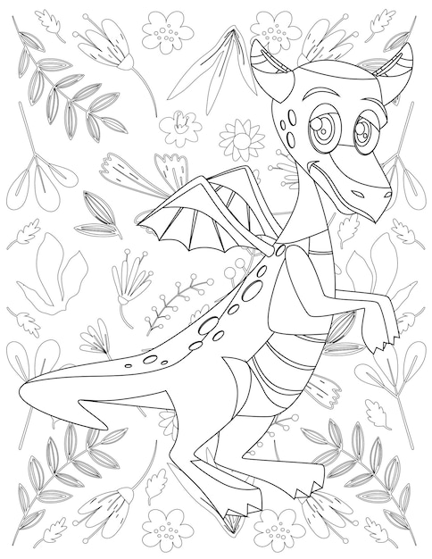 Dragon Coloring Page, Cartoon Dragon, Dragon Coloring Page for Kids