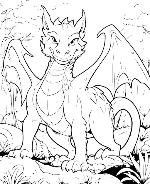 dragon coloring page for kids