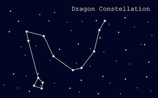 Costellazione del drago sullo sfondo del cielo stellato. modello di infografica. illustrazione vettoriale