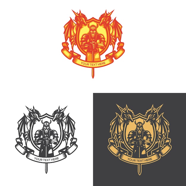 Dragon crest emblem vector