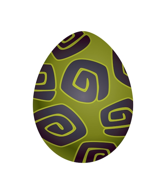 Dragon dinosaur egg with decorative pattern. Dino cartoon egg-shell. Whole painted egg icon. Vector spotted glossy egg-shaped of bird or animal.