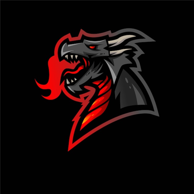 Dragon e-sport mascotte logo ontwerp illustratie