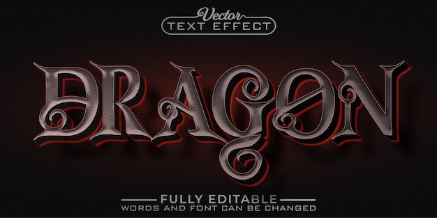 Vector dragon editable text effect template